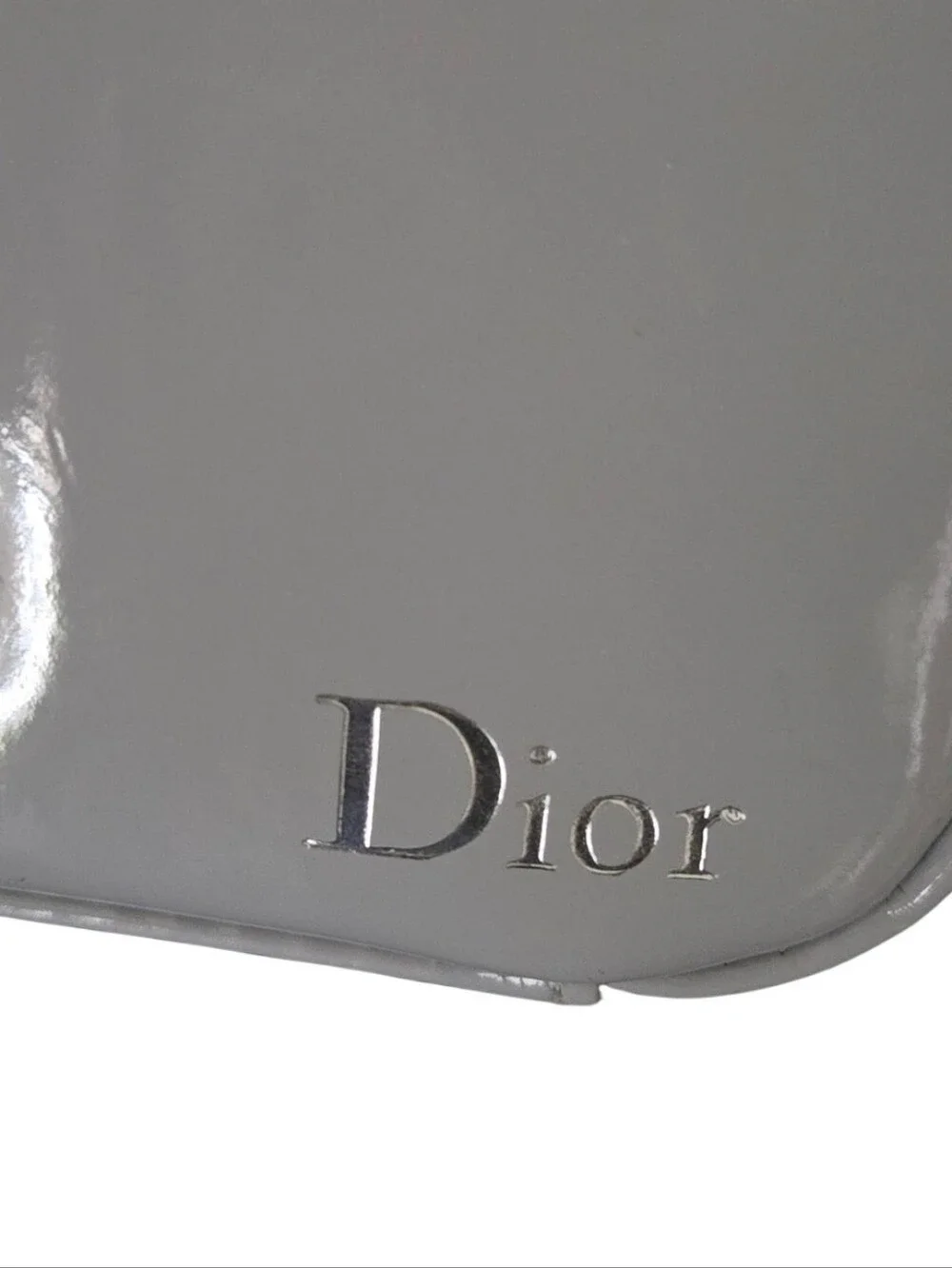 Christian Dior Patent Makeup Travel Bag Dove Gray Faux Patent Leather Charm 6x4